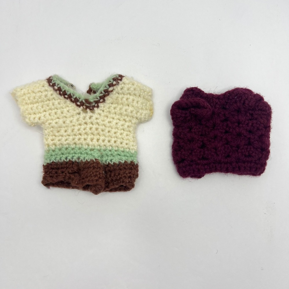 Vintage Handmade Crochet Ken Barbie Doll Sweaters 70s Hand Knit Pullover Vest